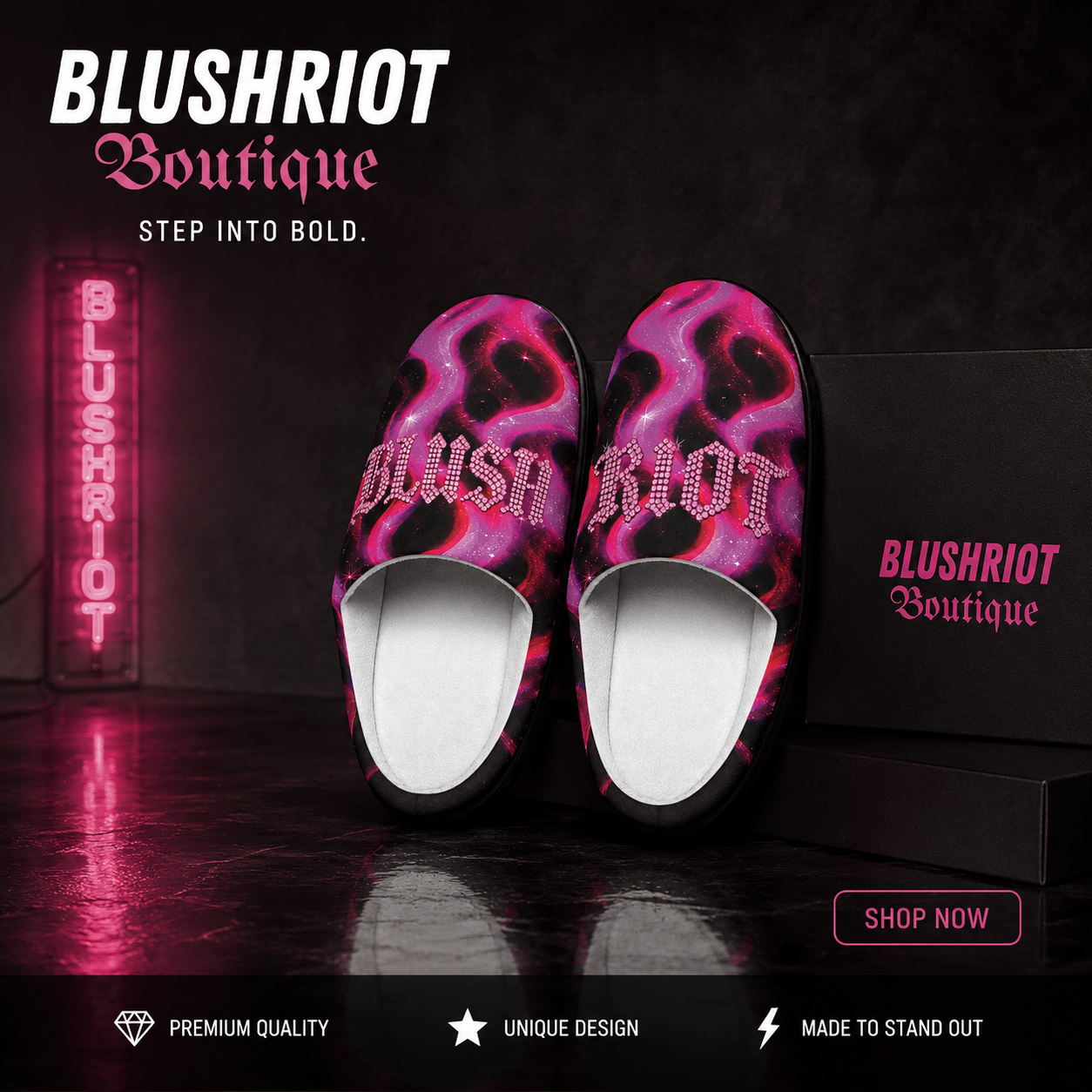BLUSHRIOT Rhinestone Lounge Slippers
